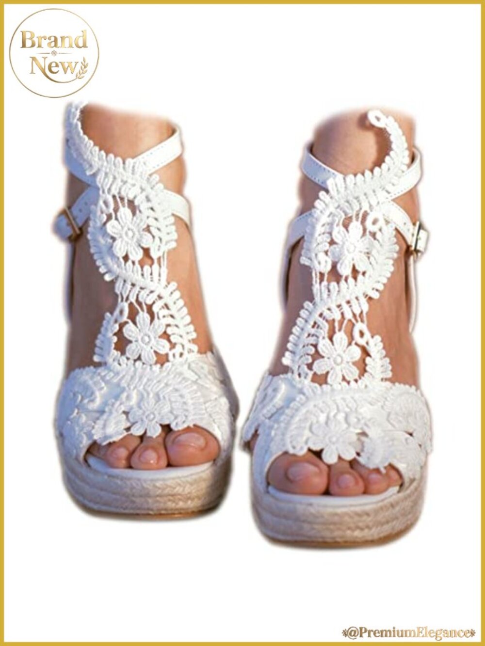 Women's Platform Sandals Wedge Open Toe Ankle Strap PU Leather Wedding Shoes